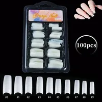 100 Pcs Fake False Nails  Art  Salon Diy French  Fashion Beauty with Box Glue Natural Full  Tips