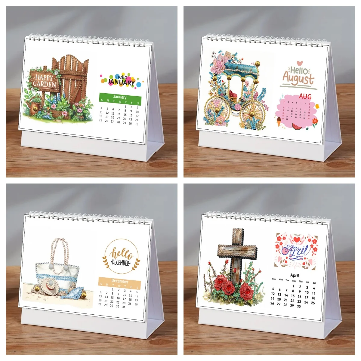 مجموعة من تقويم 2026، 13 لوحة ماسية، تقويم حائط مصنوع يدويًا على شكل حرف إنجليزي لعيد الميلاد