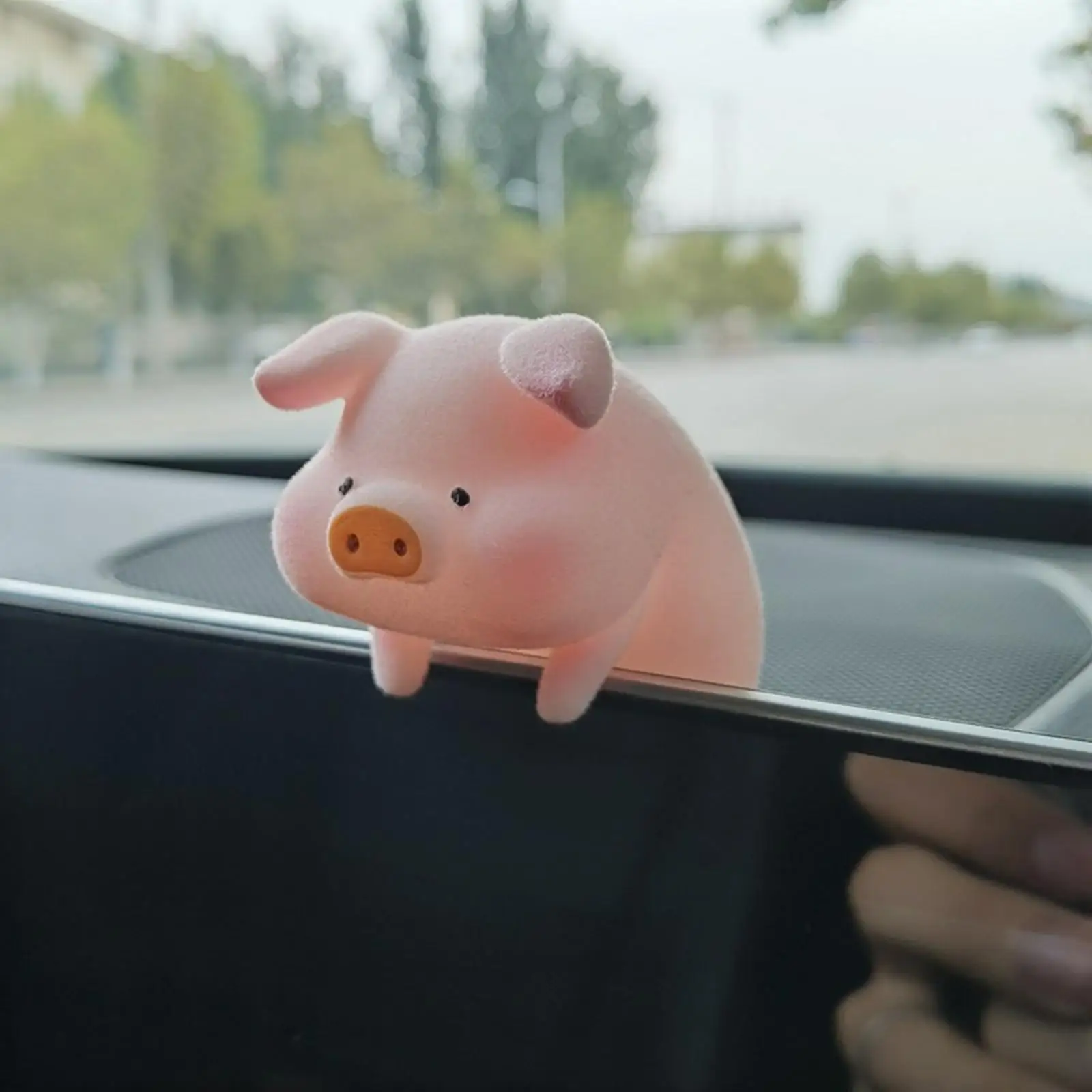 Vehicle Interior Decoration Cute Flocking Car Figurines Animal Statues Funny Doll Toys for Dashboard Office Desktop Bedroom
