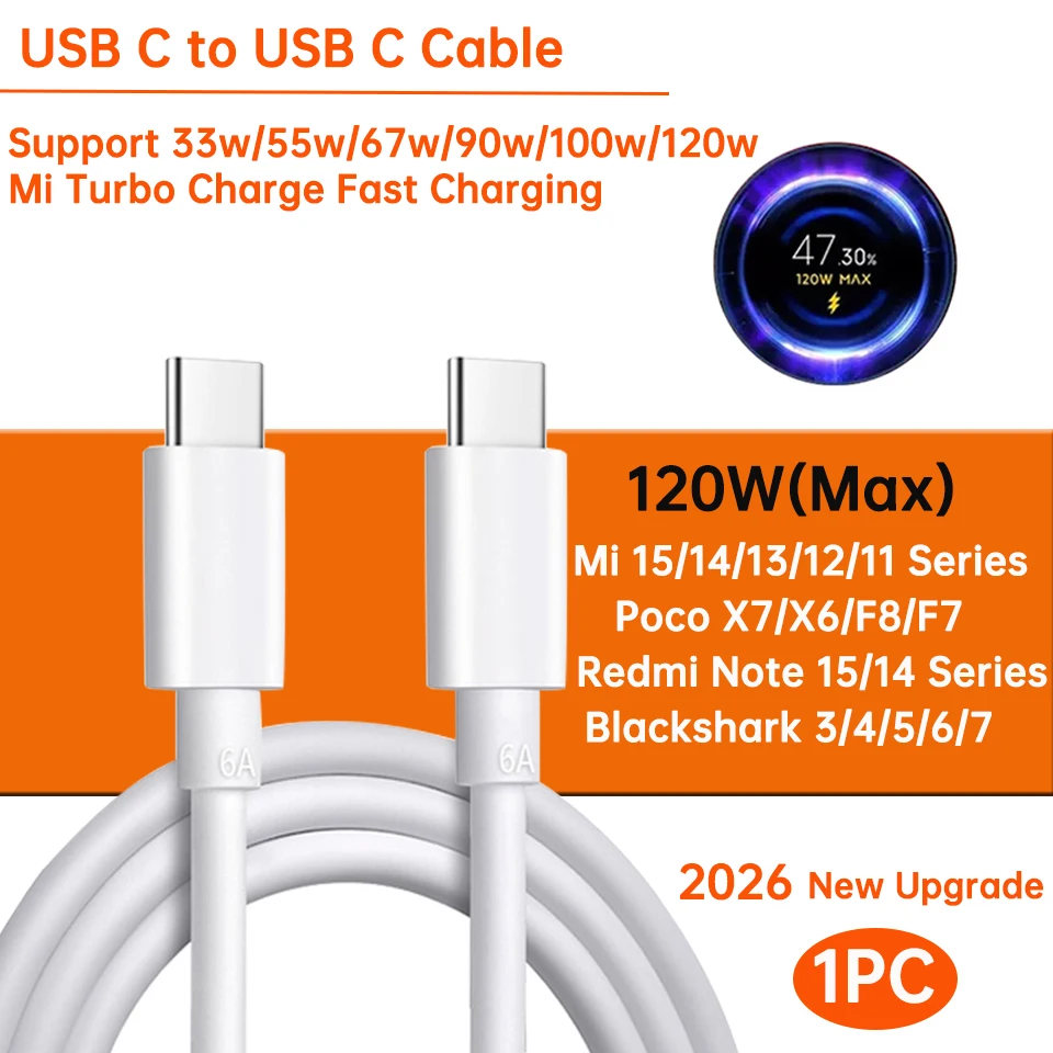 XIAOMI純正USB Type-Cケーブル 120W 100W 90W 67W 45W ターボ急速充電