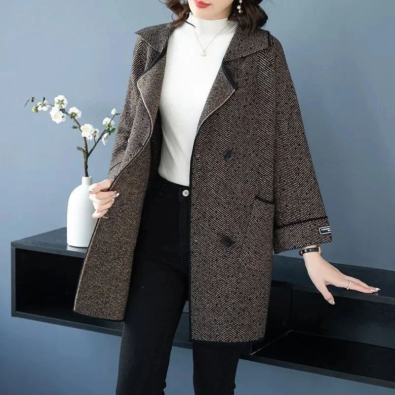 Woolen Coat Women 2024Autumn Winter New Wool Cloth Jacket Loose Western Long Outwear Female High Quality Large Size Overcoat Top