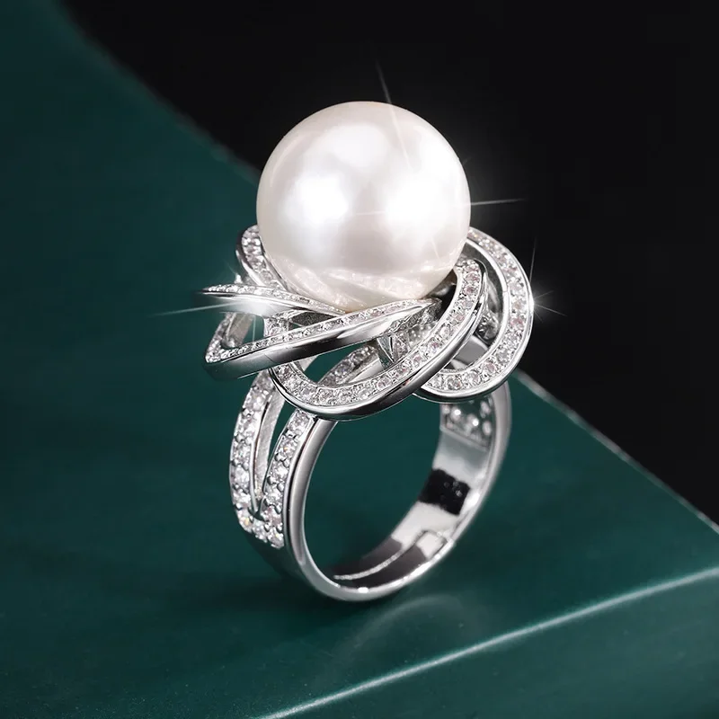 

Gorgeous huge AAAA 11-12mm round natural South Sea gold white pearl gold-plated inlaid open ring 925s