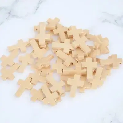 50Pcs Cross Shaped Wooden Charms Pendant Creative DIY Necklace Bracelet Earrings Jewelry Making Decoration Cross Charms
