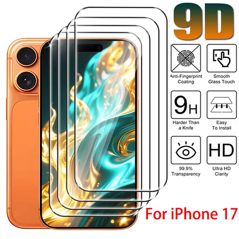 

9D Защитная пленка из закаленного стекла для iPhone 17 14 15 13 11 12 16 Pro Max Air 16E SE 7 8 Plus XR XS X Защитное стекло