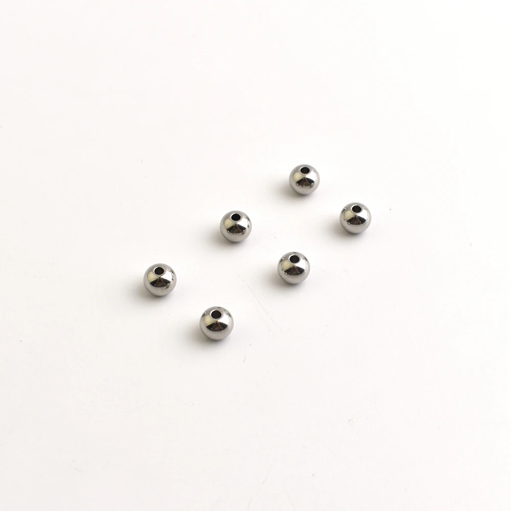 10-100Pcs/Lot 3-8mm Stainless Steel Loose Beads Diy Handicraft Accessories Findings Metal Spacer Beads For Jewelry Making