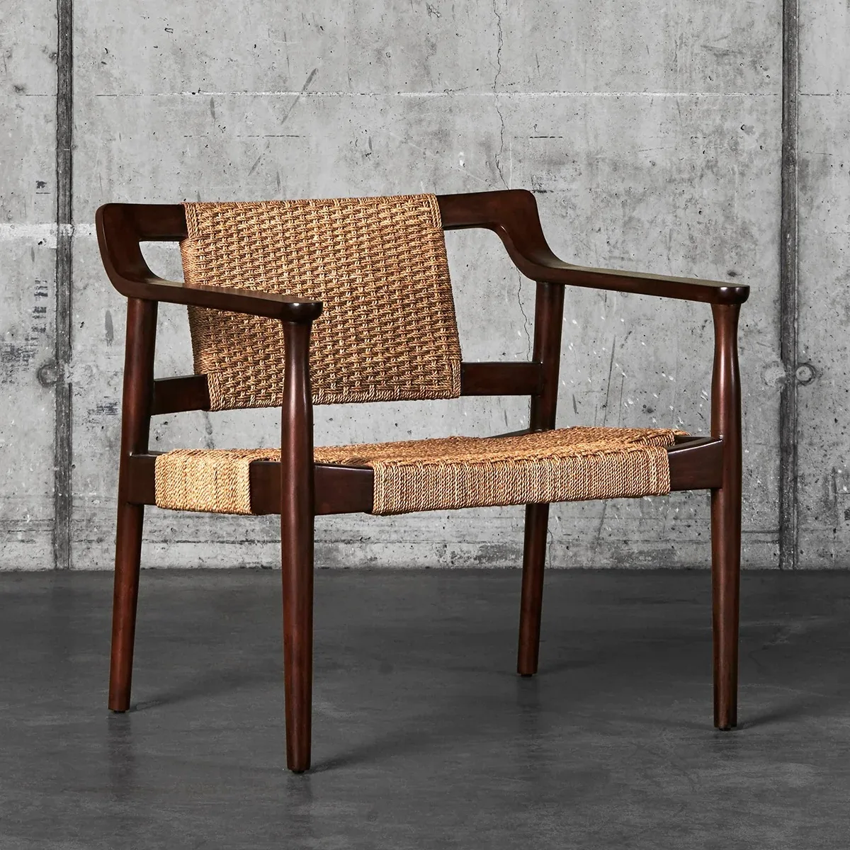 ✗x Mid-Century Retro Style Solid Wood Rattan Armchair Single Person Coffee Chair for Living Room Guesthouse or Tea House*