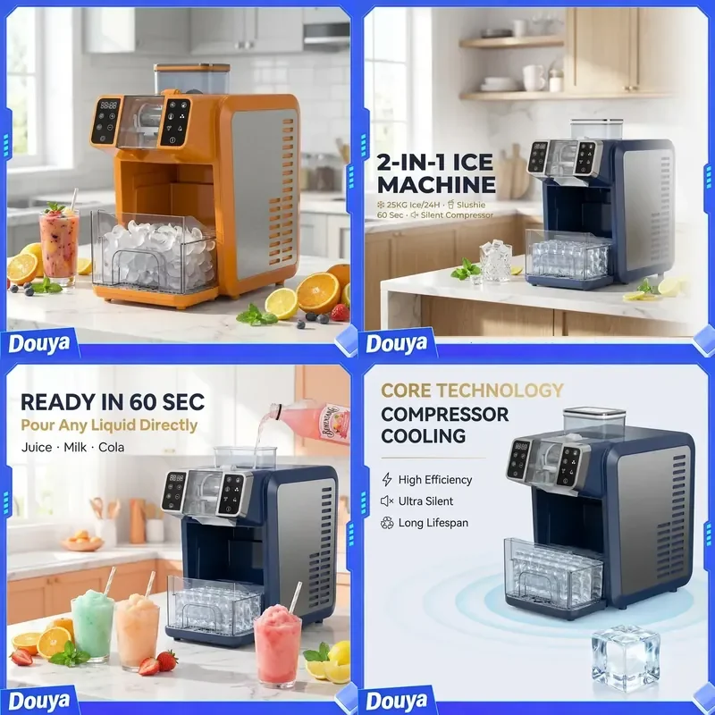 Factory Direct 2-in-1 Ice Maker Smoothie Machine 25KG Square Ice OEM/ODM Private Label CE ETL Hotel Use Energy