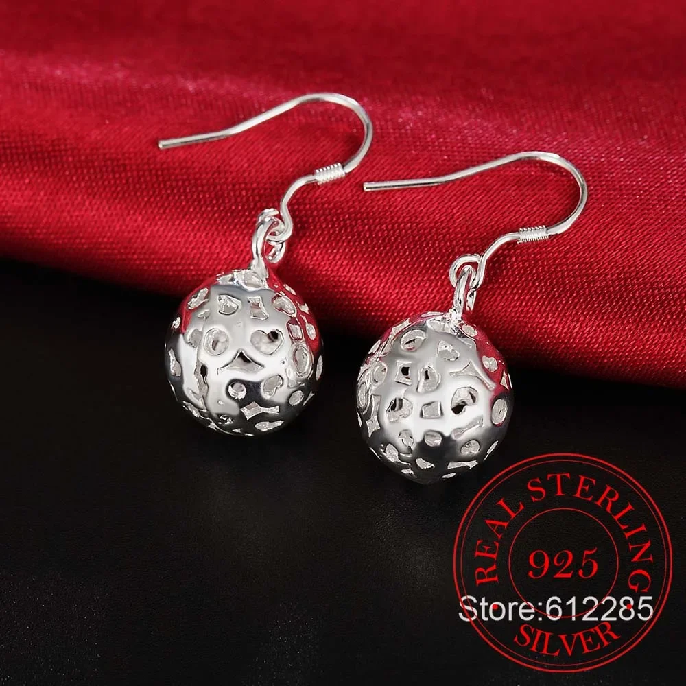 100% 925 Sterling Silver Hollow Ball Vintage Long Drop Dangle Earrings For Women 2024 Engagement Wedding Party Jewelry Gift image 3
