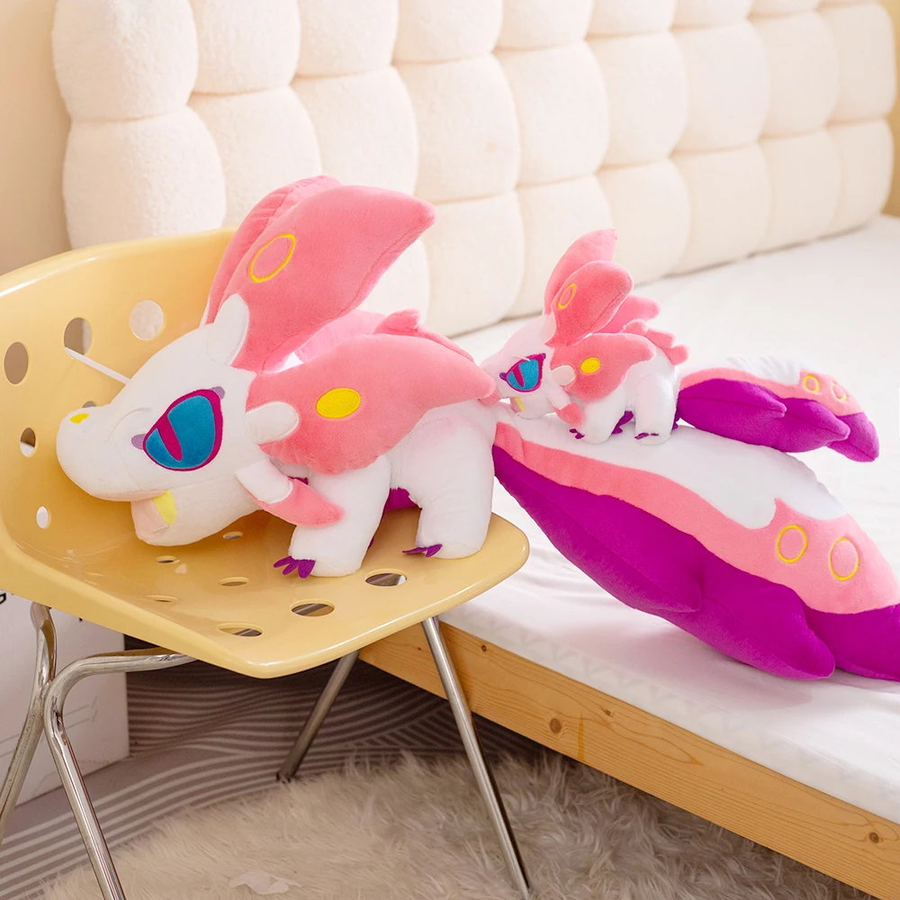 Figura de dibujos animados de monstruo Hunter Rise Palamute de 95 cm Mizutsune ‌   Juguete de dragón de peluche de zorro, muñecos de peluche Kawaii, almohada suave grande, regalos