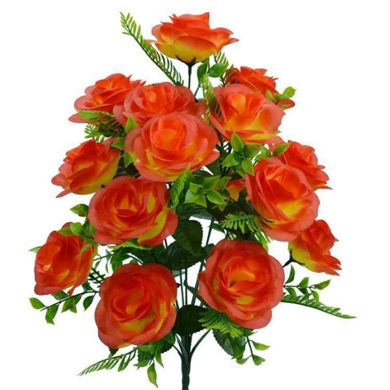 مقلد روز تشكيلة زهور وهمية جديدة 18 رئيس حديقة روز زهرة الحرير باقة واحدة الجنية الخوخ الورد