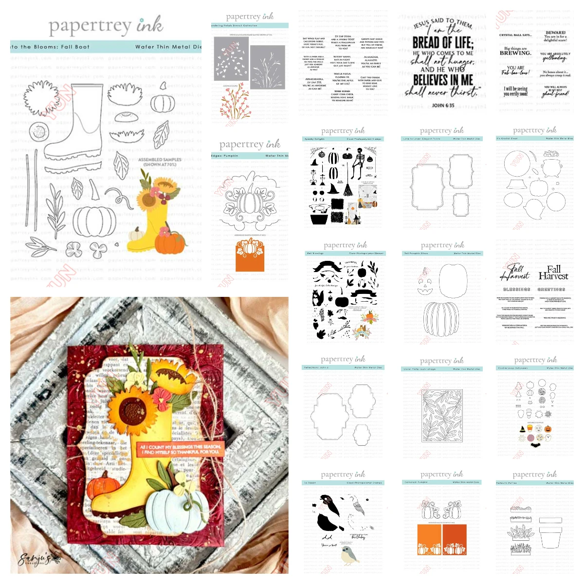 

Fall Blessings Scrapbooking Elegant Edges Pumpkin Dies Halloween Stitched Dies Fab Boo Lous Sentiments Stamp Stencils DIY Card