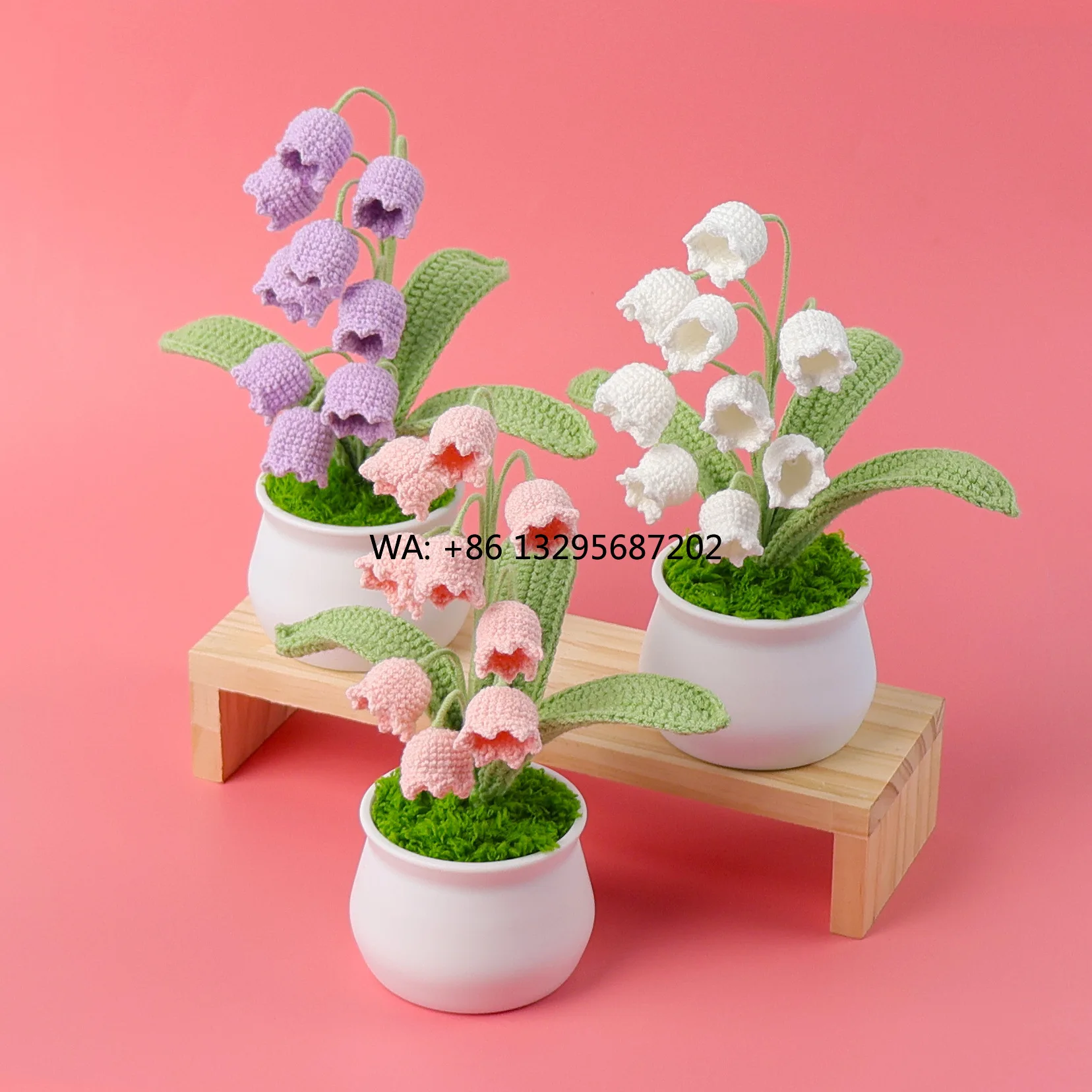

Handmade Cross-Border Weaving Five-Bell Orchid Simulated Flower Finished Snow Potted Home Decor; Multi-Head Stuffed Animal Toys