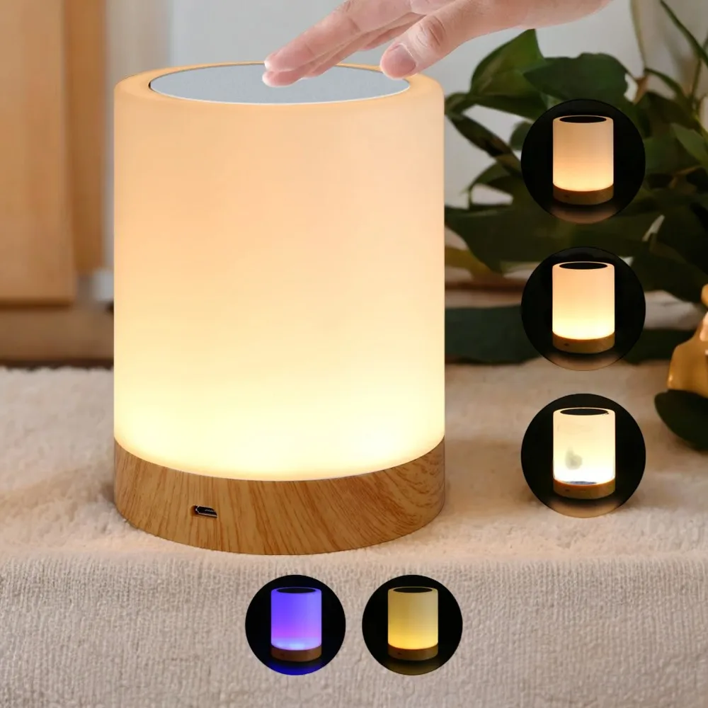 Create a cozy and soothing ambiance in your bedroom with this portable rechargeable dimmable RGB LED sensor night lamp. Enhance 