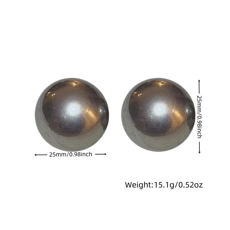Grey bread pearl earrings studs half round high bright pearl beads female light luxury high-grade sense of temperament earrings