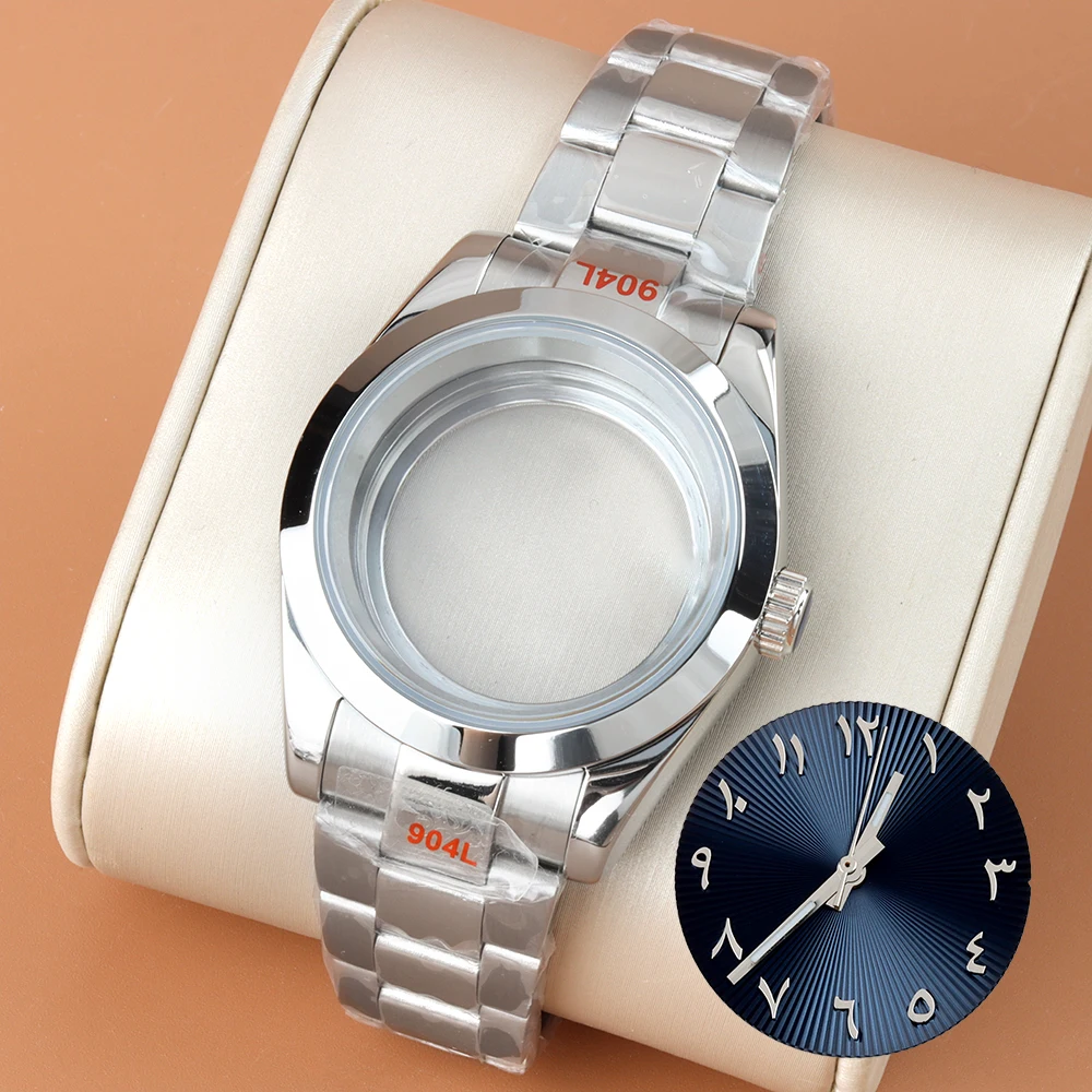

For Datejust Silver/Black NH35 39/36mm Watch Case Sapphire Glass Fit NH35 NH36 Movement 28.5mm Dial Hand 316L Steel Oyster Strap