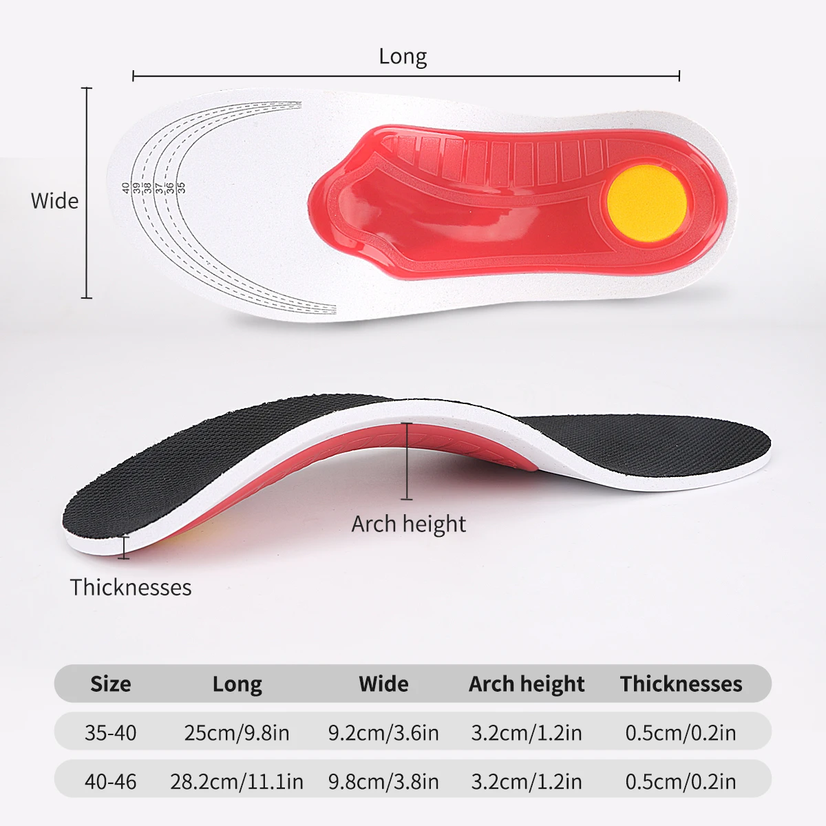 EVA Orthotic Insoles - Shock Absorbing Insoles Men and Women for Plantar Fasciitis - Shoe Insoles Orthopaedic with Arch Support