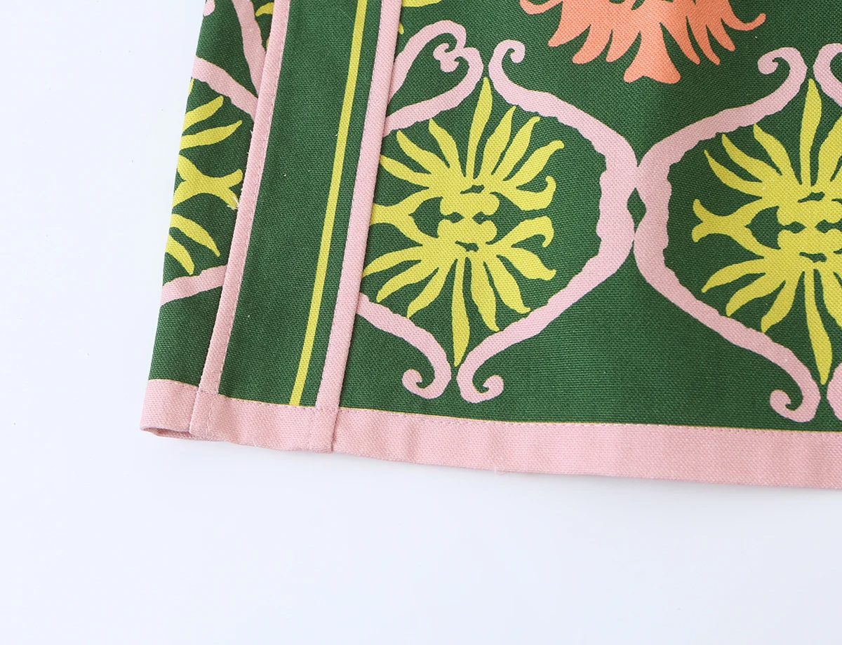 KONDALA Damen Schickes Boho-Set mit bedrucktem Hemd und Rock, Schleifenhemd, Midirock mit elastischem Bund, 2026 Frühherbst, schickes, elegantes Gartenparty-Set – Detail 20
