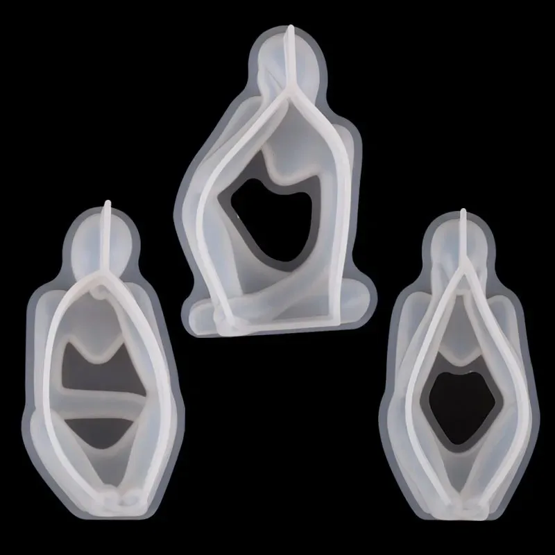 

3pc Silicone Mold for Thinker Figurine Scented Candle - DIY Sitting Posture Hand-on-cheek Human Figure Ornament with Epoxy Resin