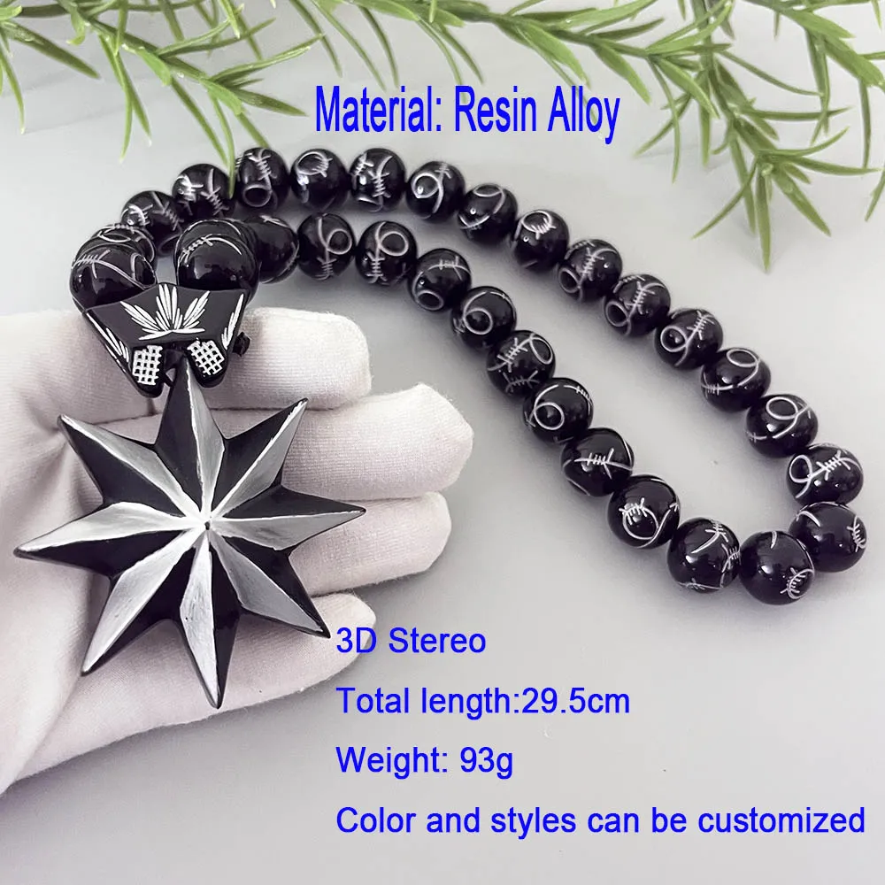 GS70 Octagonal Star Resin Paintings Black Silvery Decoration Exquisite Bead Decorate 3D Three-Dimensional Two-Color Car Pendants