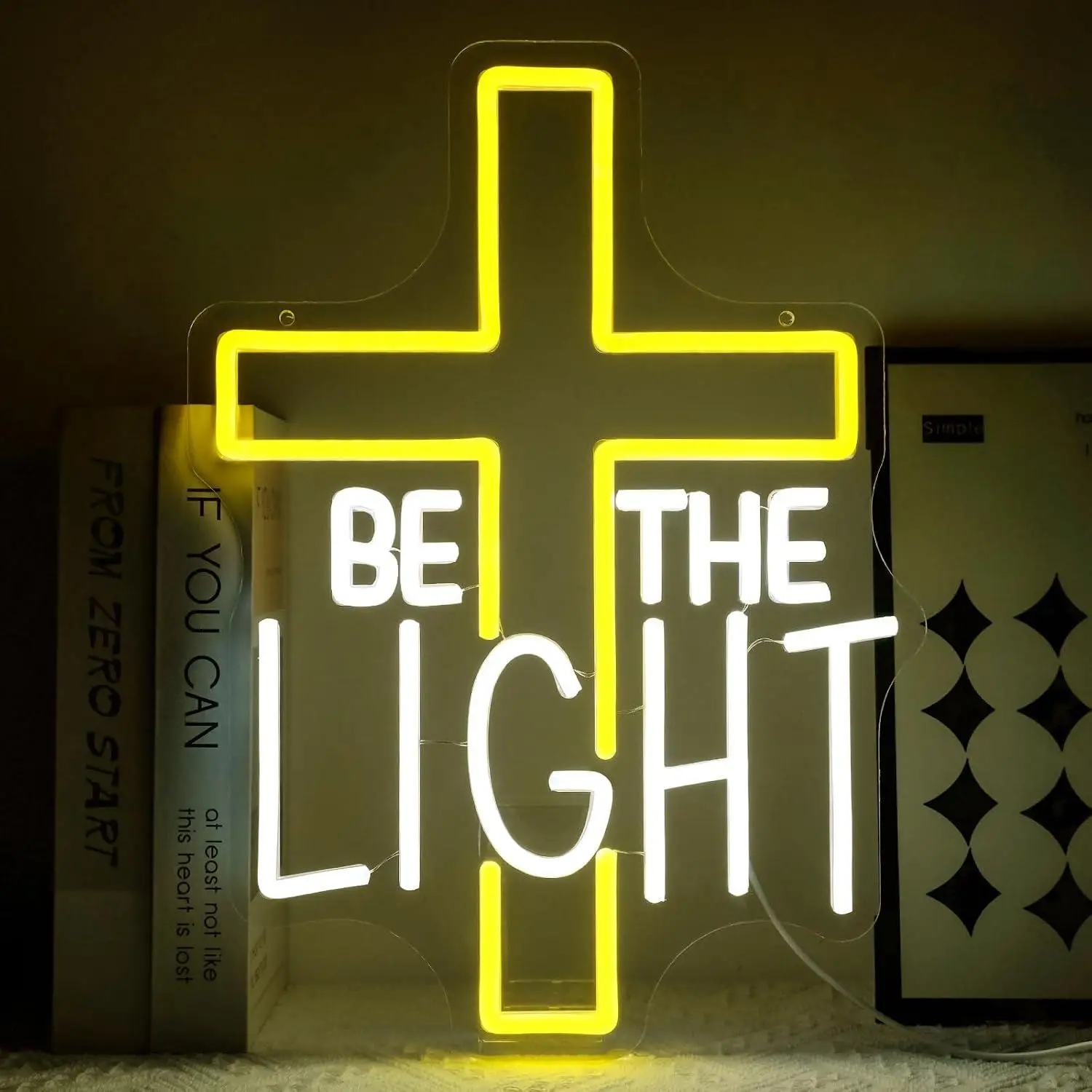 Be The Light Cross Neon Sign USB Dimmable LED Light For Church Christian Bedroom Religious Home Office Wall Decor Night Light