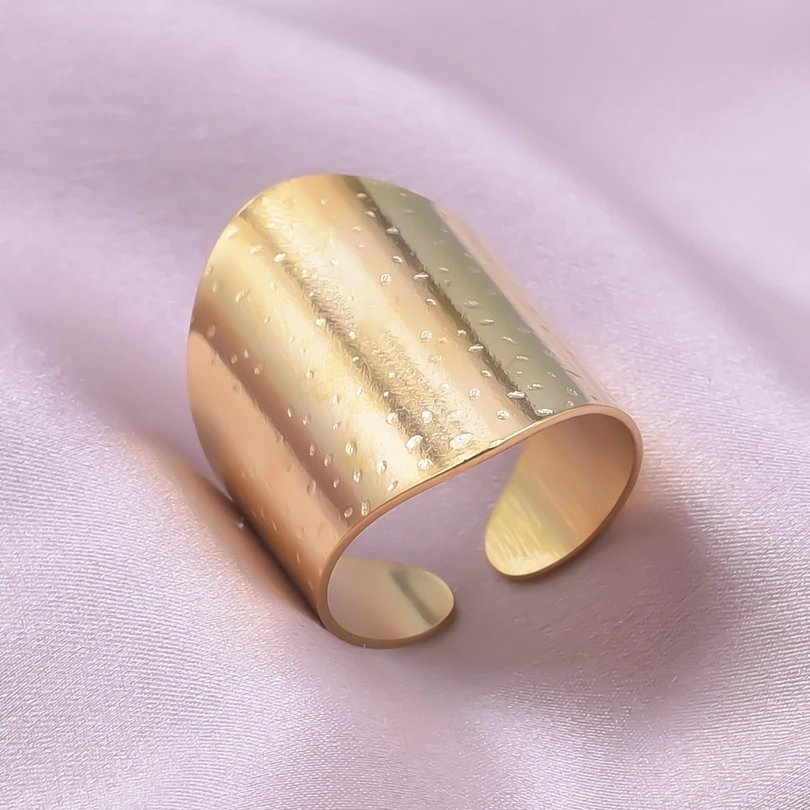 Chunky nierówności szeroki pierścień otwarte pierścienie ze stali nierdzewnej dla kobiet mężczyzn akcesoria indyjska biżuteria Vintage Finger Bague Femme prezent — zdjęcie 6