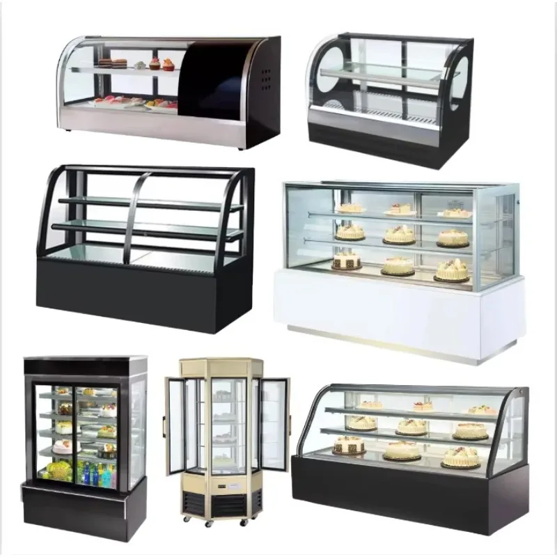 

Fridge Square Glass Counter Top Static Air Cooling Rotary Cupcake Cold Cakes Display Stand showcase Machine for Coffeehouse Sale