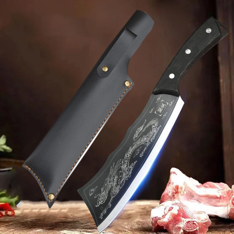 Utility Slaughter Knife Forge Blade Wood Handle Kitchen Knives Cleaver Meat Chopping Vegetable Boning Butcher Knife Chef Cleaver