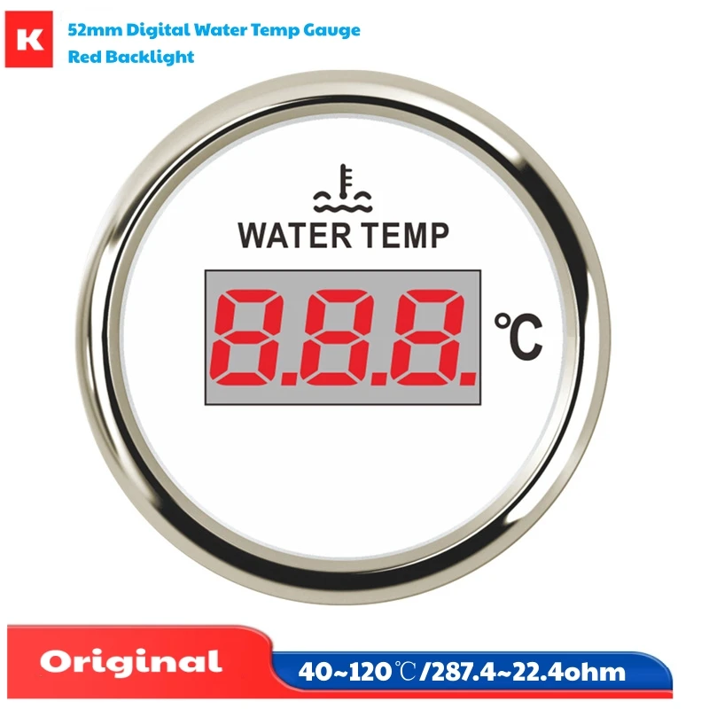 

Высокое качество 40-120 ℃ показать Цифровые датчики температуры воды 52 мм 287,4-22.4 Ом измерители температуры воды с красной подсветкой для автомобиля грузовика