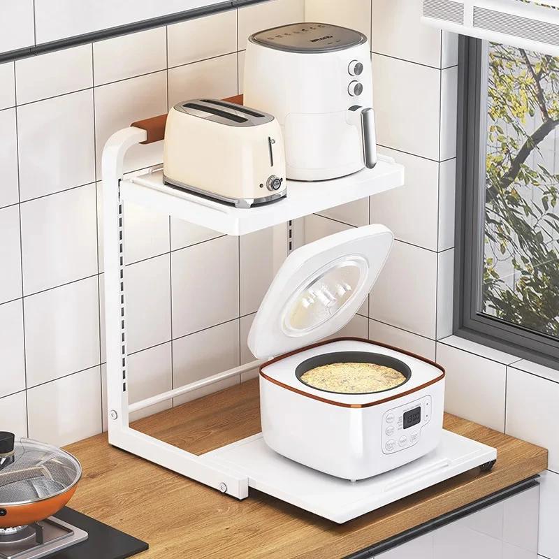 

Electric Rice Cooker Pull-Out Household Small Appliance Rack, Adjustable Air Fryer, Layered Storage