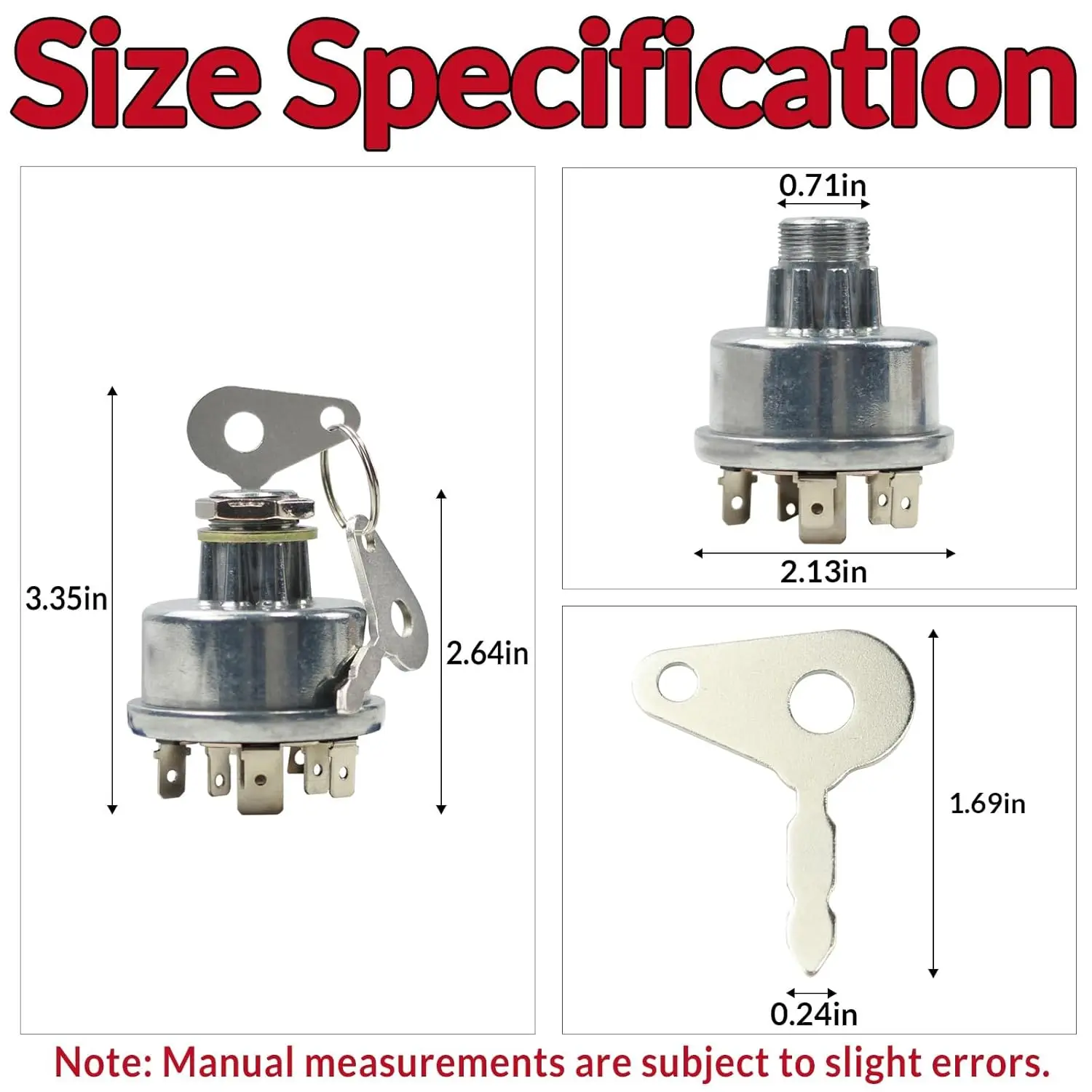 Ignition Switch with 2 Keys 1874535M3 3107556R92 K203992 Compatible with Massey Ferguson Tractor 230 231 235 240 243 250 253