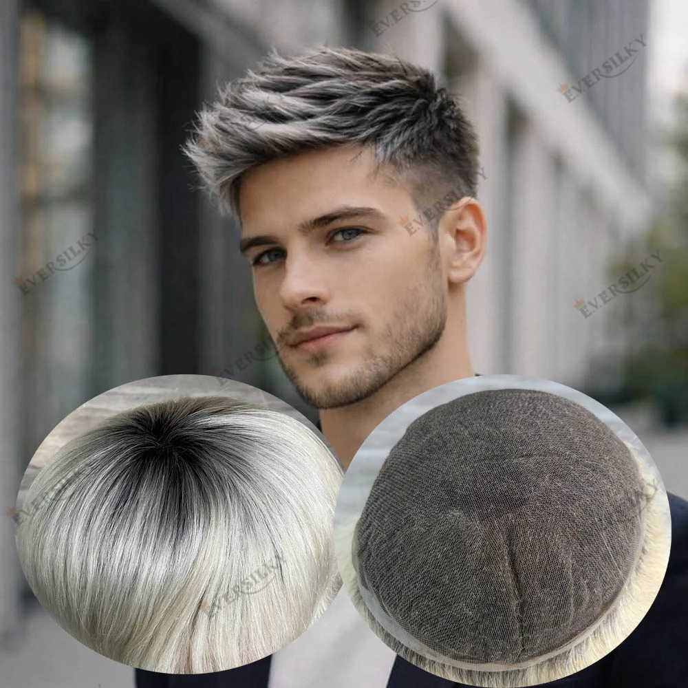 

Ventilated Swiss Lace Full Lace Human Hair Man’s Toupee Bleached Knots Natural Hairline Ombre Blonde Brown Grey Hair Prosthesis