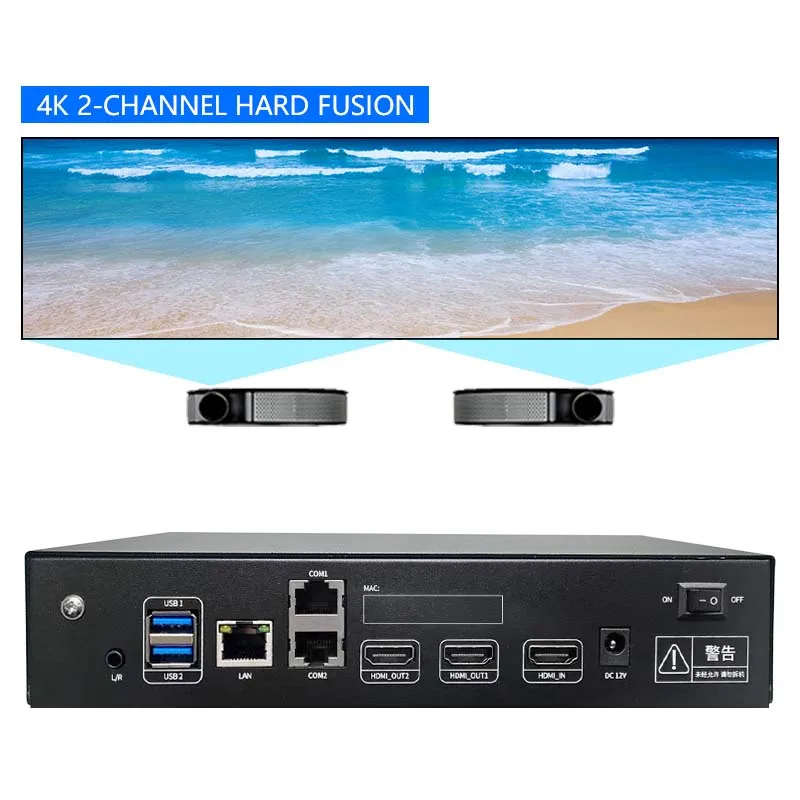 

4K 2/3-Channel Projection Fusion Processor Pure Hardware Arc/Ring Screen Projector Edge Fusion