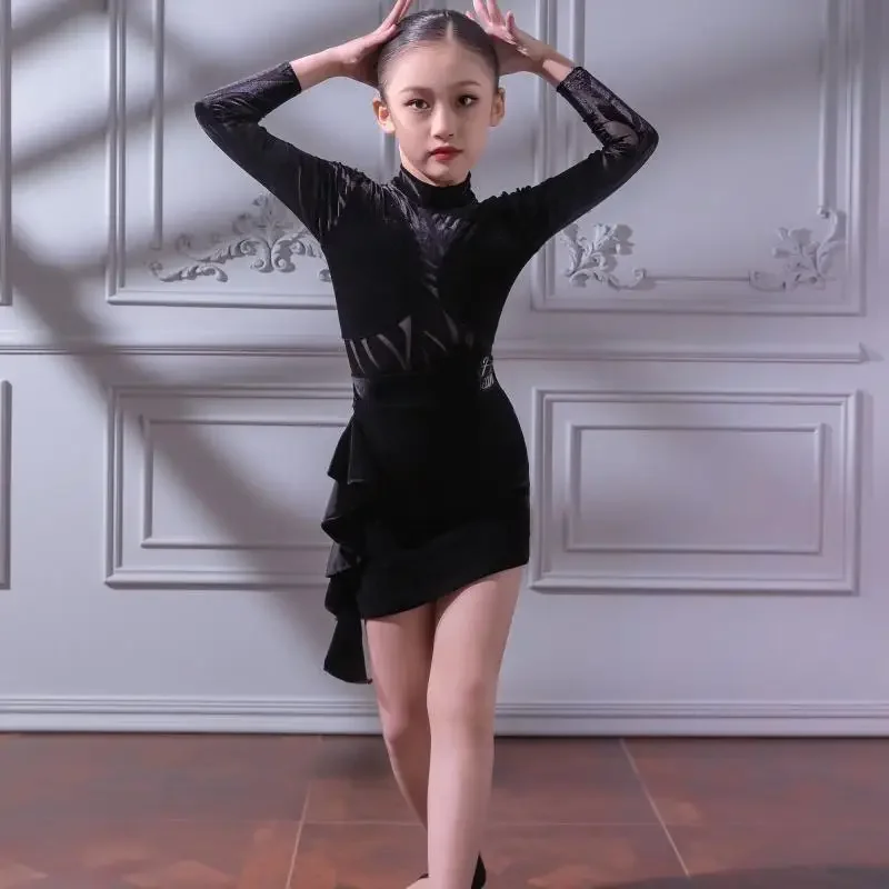 

Customized Children's Latin Dance Dress Practice Set Practice Clothes Women's New Latin Dance Clothes Comfortable Velvet