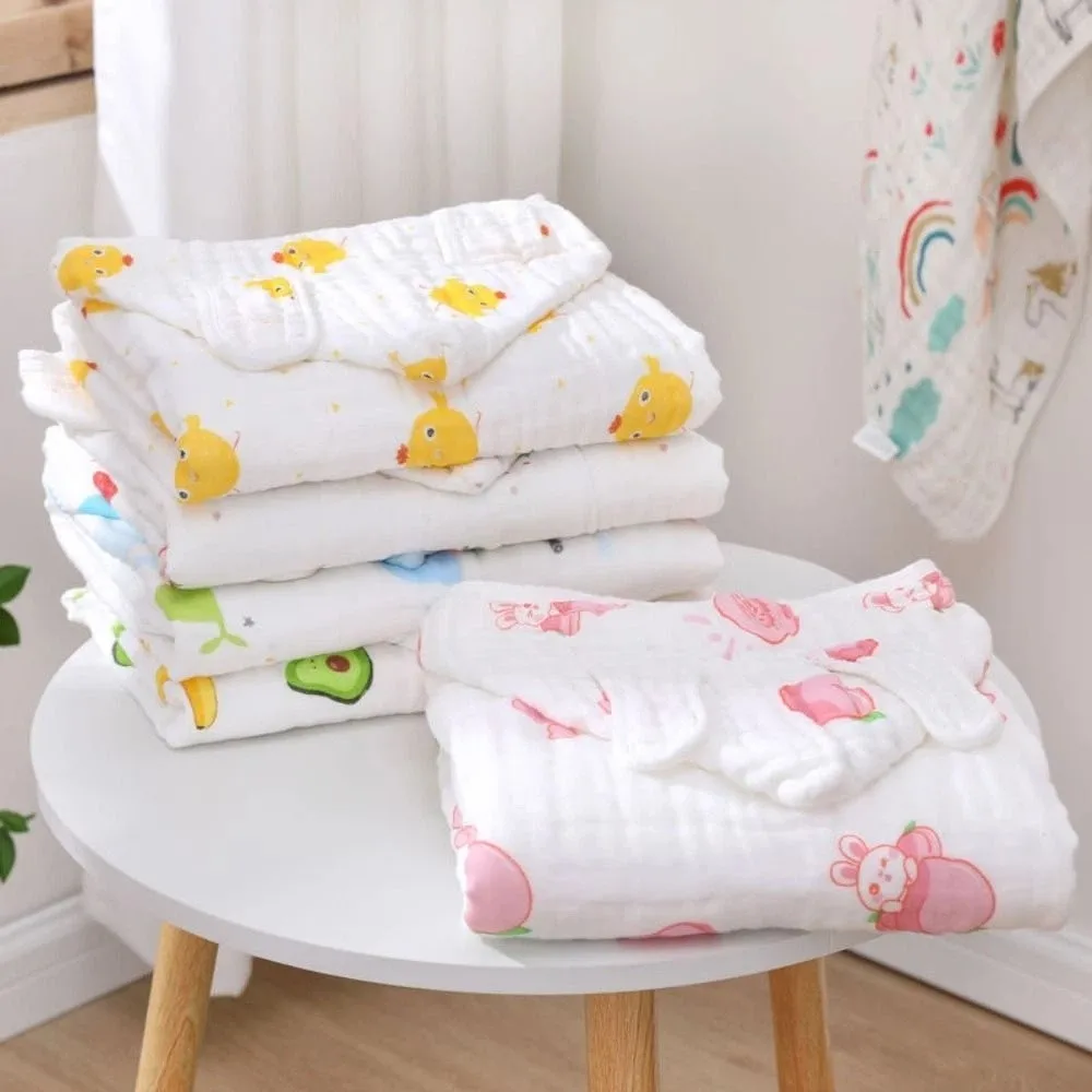 

Large Cotton Hooded Cape Towels Cute Bear Cartoon Blanket Wrap Gauze Rabbit Sleepwear Bathrobe Swimming