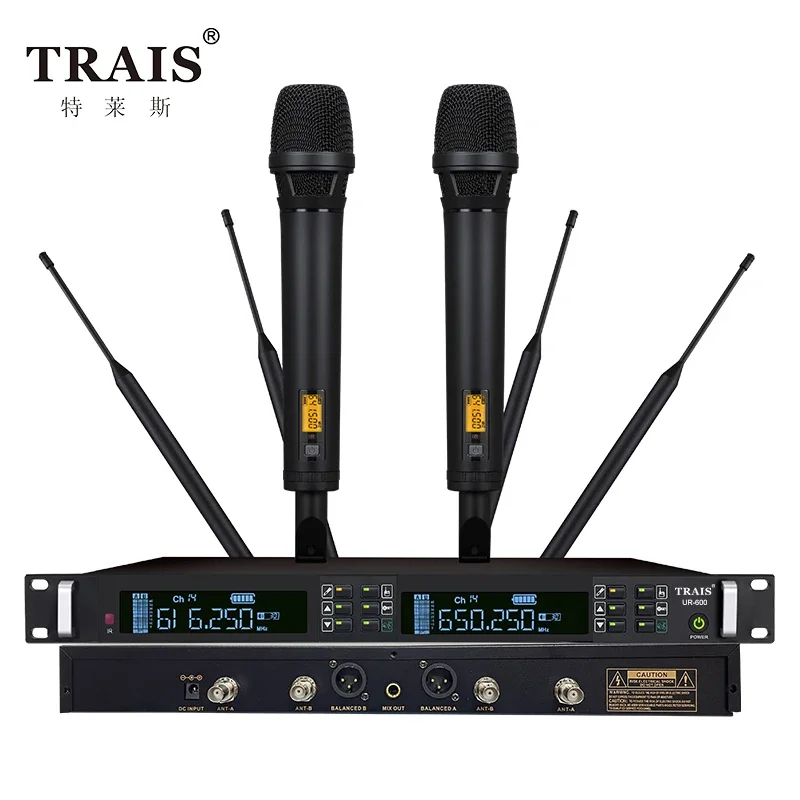 Trais Professional UHF True Diversity Stage Performance Show Sound Karaoke Wireless Microphone Working Distance 200 Meters