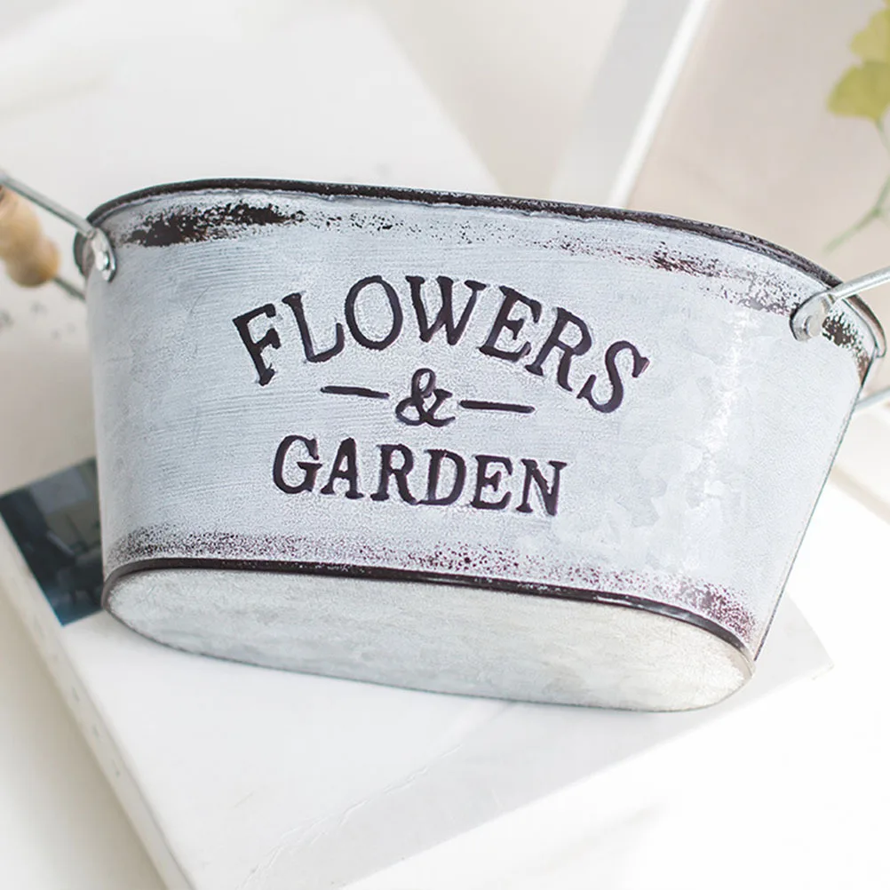 

Vintage Iron Bucket Succulent Flower Pot with Finish Decorative Bucket European Style for Home Garden Flower Decorations