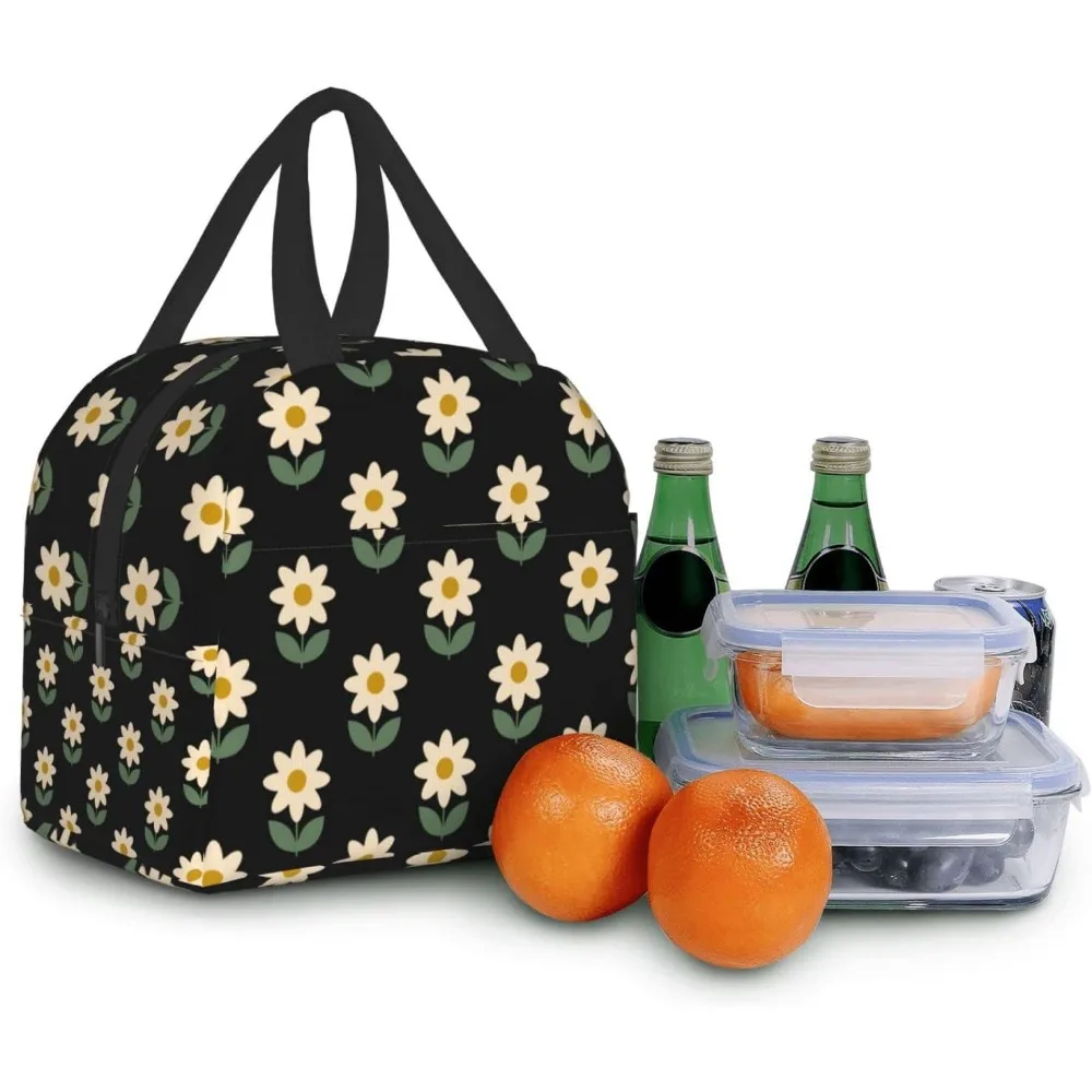 Saco de almoço flor bonito impressão isolado lancheira sacos reutilizáveis refeição recipiente portátil tote para homens mulheres trabalho viagem piquenique