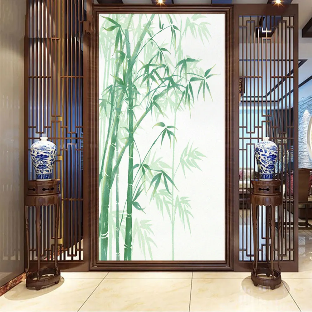 

Privacy Glass Window Film Bamboo Pattern Glass Window Stickers PVC Sun Blocking Glue-Free Static Clings Glass Door Tint Film