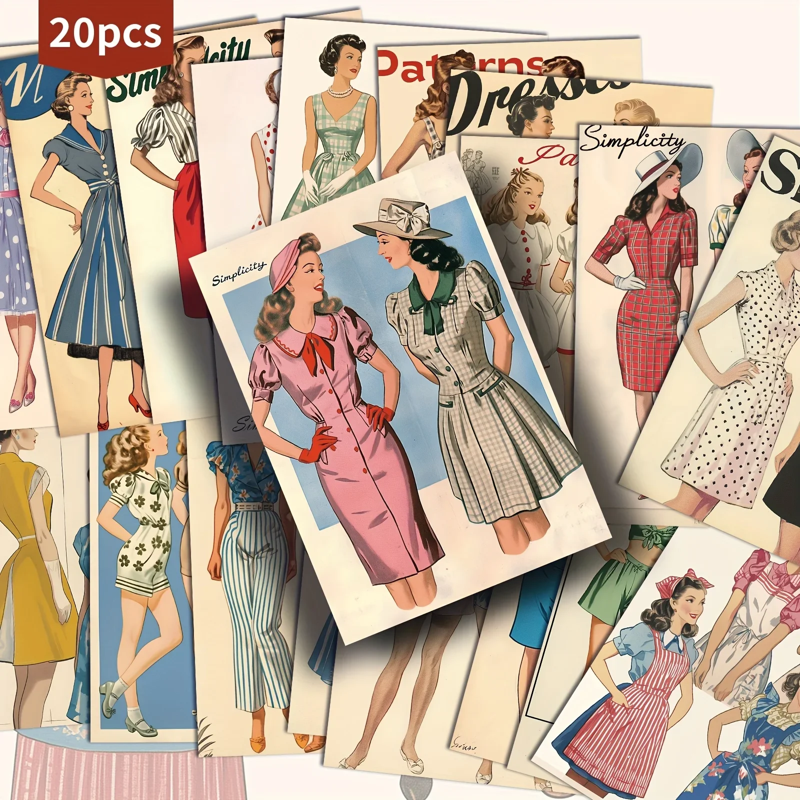 20PCS Classic Victorian Style Women's Postcards, Collectible Decorative Painting Cards, Used for Handicraft Production