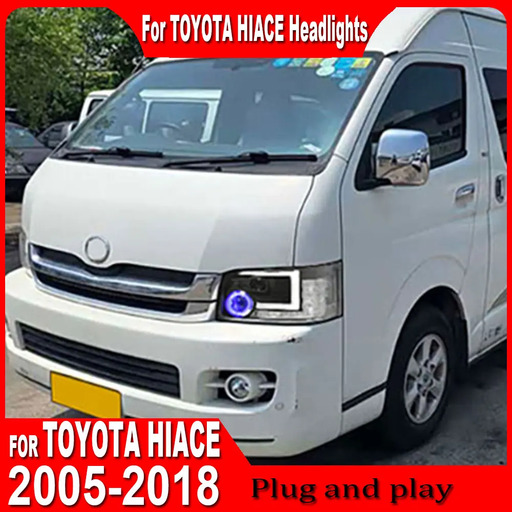 LED Headlight For Toyota hiace 2005 2006 2007 2008 2009 2010 2011-2018 with dynamic running and Turn Signal Lamp Accessories