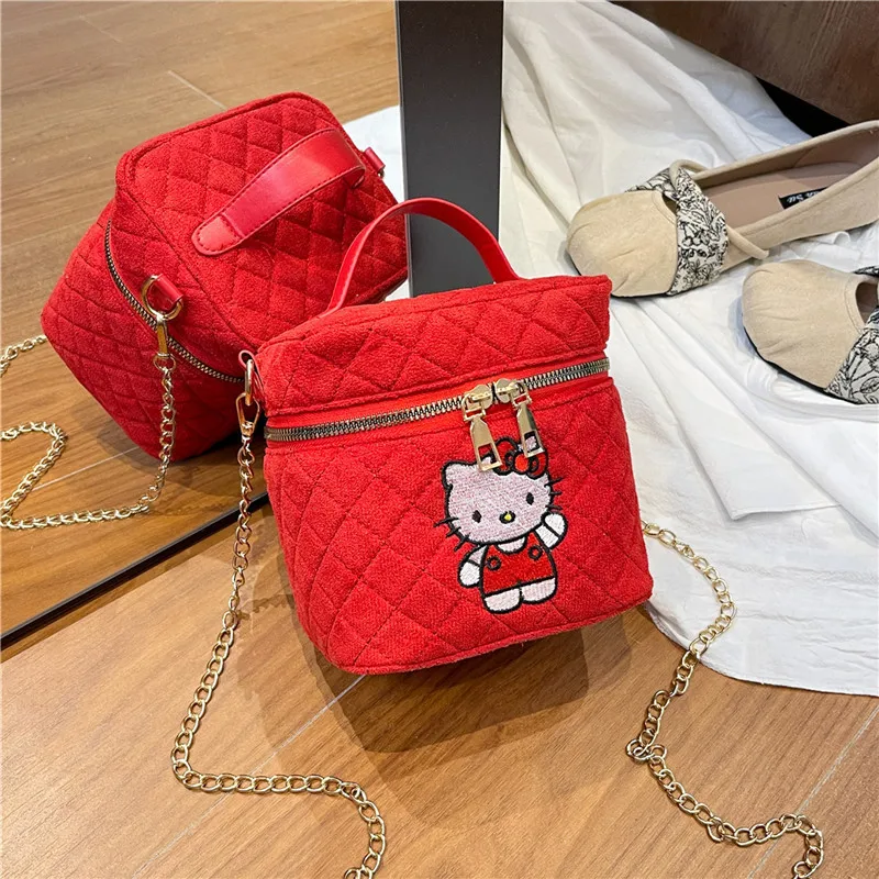Аниме Hello Kitty Kawaii Большая вместительная косметичка Многофункциональная портативная сумка Милая красивая модная сумка через плечо для девочек