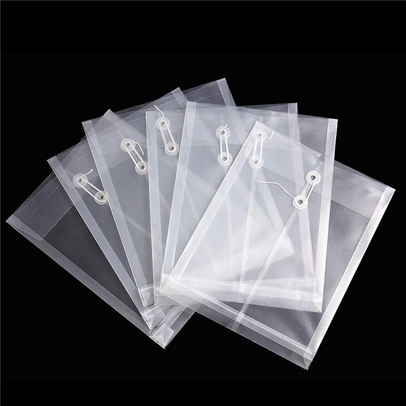A34M-24er-Pack durchsichtige Kunststoffumschläge, Poly-Umschläge, erweiterbare Akten, Dokumentenordner mit Knopf- und Schnürverschluss A4