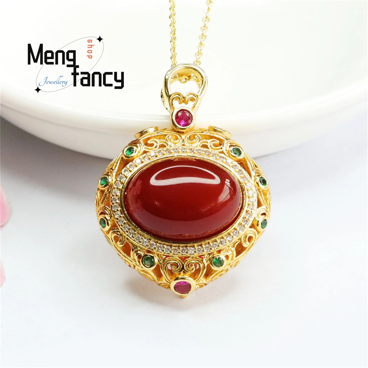 

Natural Authentic Red Agate Chalcedony Pigeon Egg Open Lid Necklace Simple Personalized Fashion Versatile Exquisite Jewelry Gift