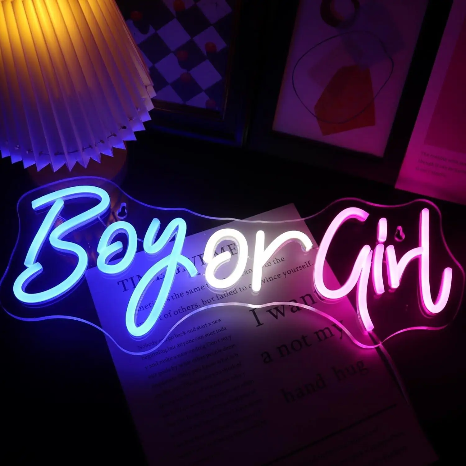 

Boy or Girl Neon Sign LED Lights for Gender Reveal Party Pregnancy Announcement Party Decorations Supplies Baby Shower Signs