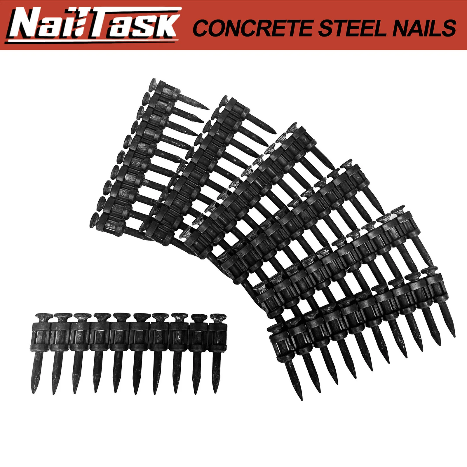 Nailtoat tira de aço unhas de concreto 200 peças pinos de acionamento de gás para unhas coladas de plástico de 38mm ferramentas de nailer de concreto