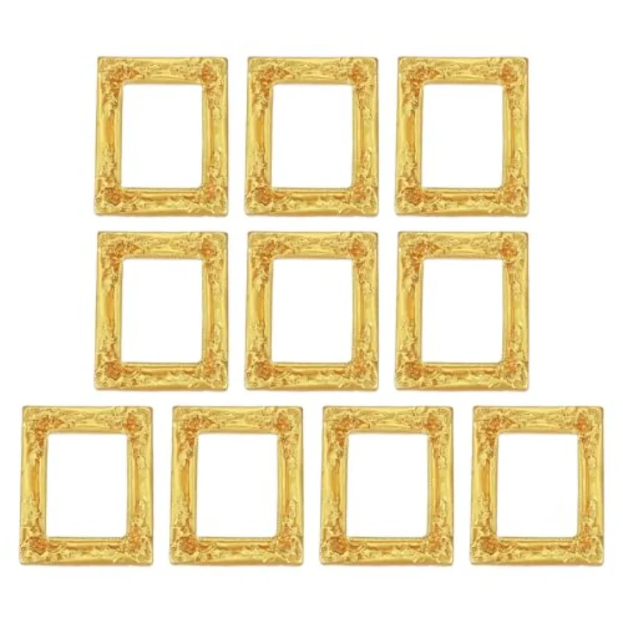 10pcs Vintage Resin Picture Frames, Mini Tiny Photo Frame Rectangle Jewelry Display Prop for DIY Table Top Photography Wedding
