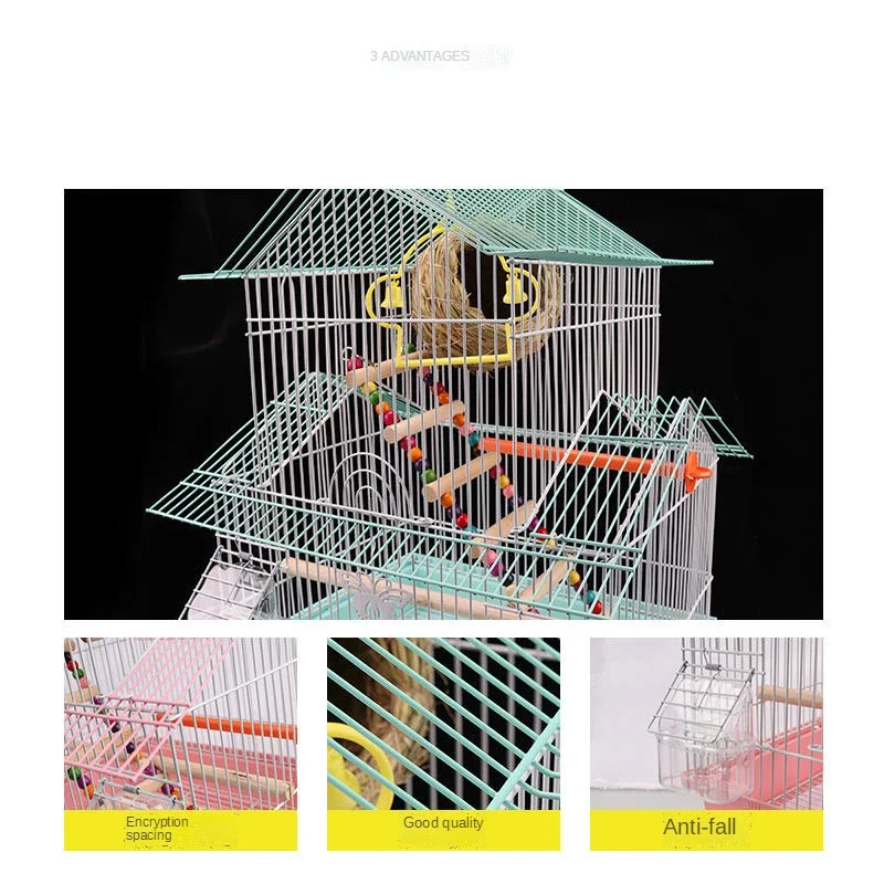 Parrot Bird Cage Parakeet Metal Birdhouse Heightening Breeding Cage Bird Nest Pigeon Supplies Factory Sold