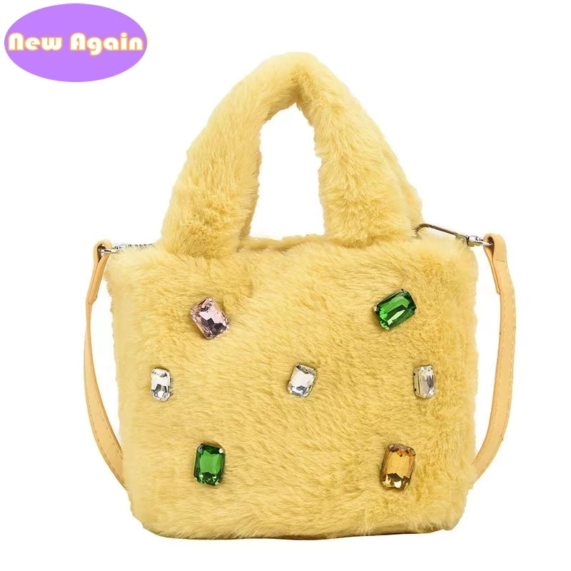 Bolsos cruzados de piel esponjosa para niñas, bolsos de hombro de diseño brillante, bolsos de moda para adolescentes, bolsos para axilas, NA045