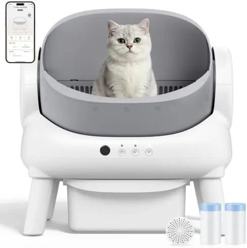 Self Cleaning Litter Box,Open Top Automatic Cat Litter Box Grey | Automatic Litter Box for Multiple Cats with Infrared