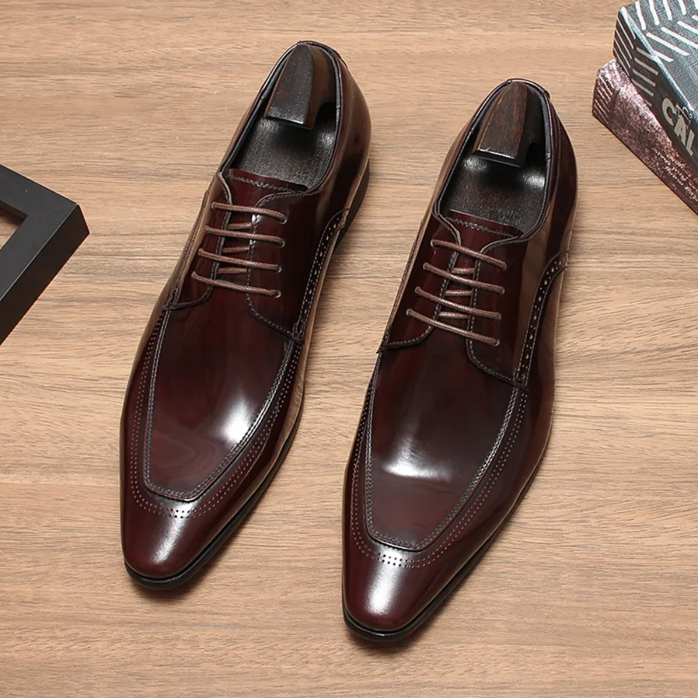 Luxury Men Oxford Shoes Retro Floral Pattern Men Dress Shoes Fashion Lace-Up Flats High Quality Business Men Party Wedding Shoes